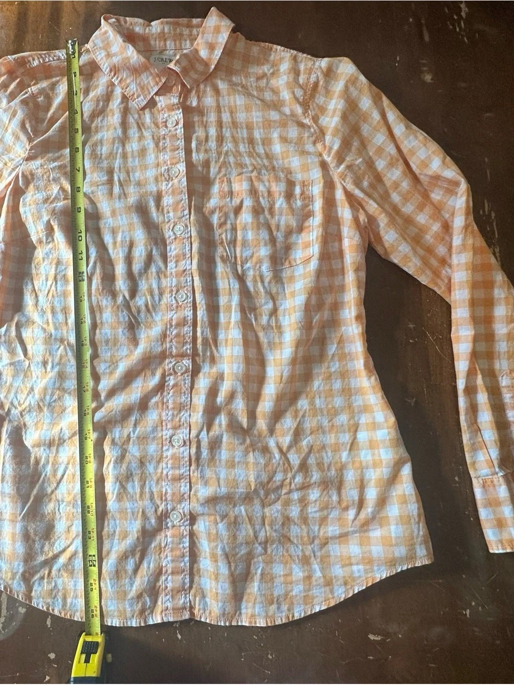 J. Crew Women’s Cotton Orange and White Gingham Button-Down Shirt